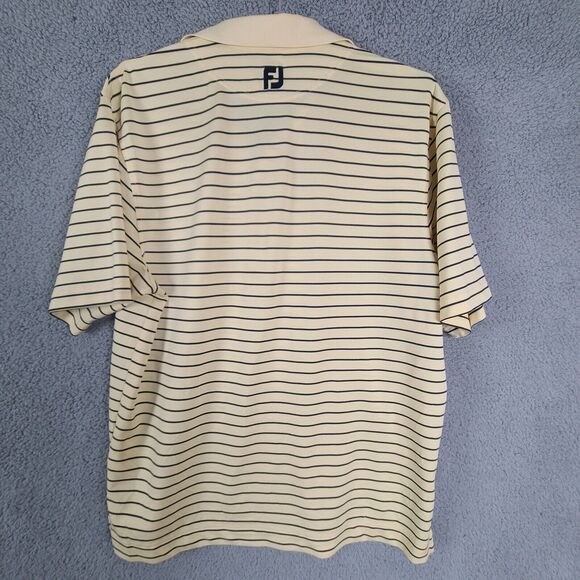 Footjoy Men's Yellow With Navy Blue Striped Golf Polo Shirt Size M - Picture 2 of 6